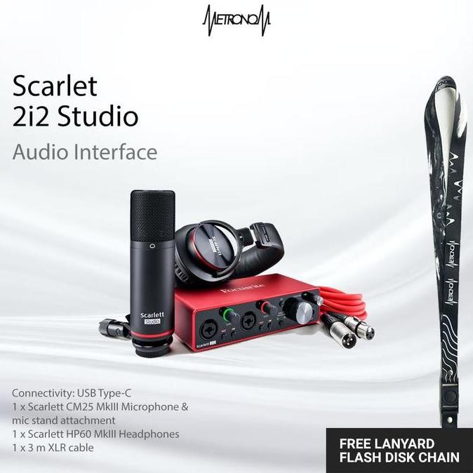 Soundcard Focusrite Scarlett 2I2 Studio 3Rd Paket Alat Rekaman