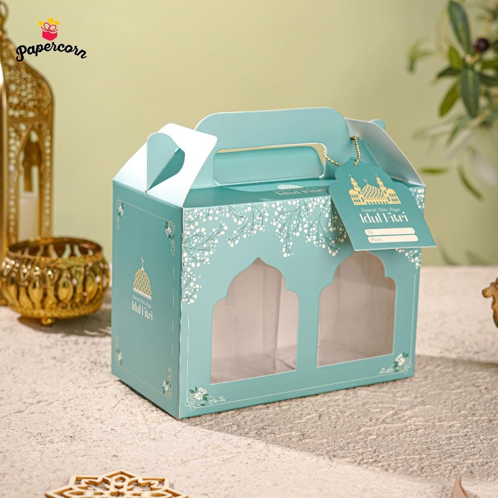 

10 Pcs Box Hampers Idul Fitri Tenteng WINDOW 2 toples - Spring 19x10x11 cm aSt