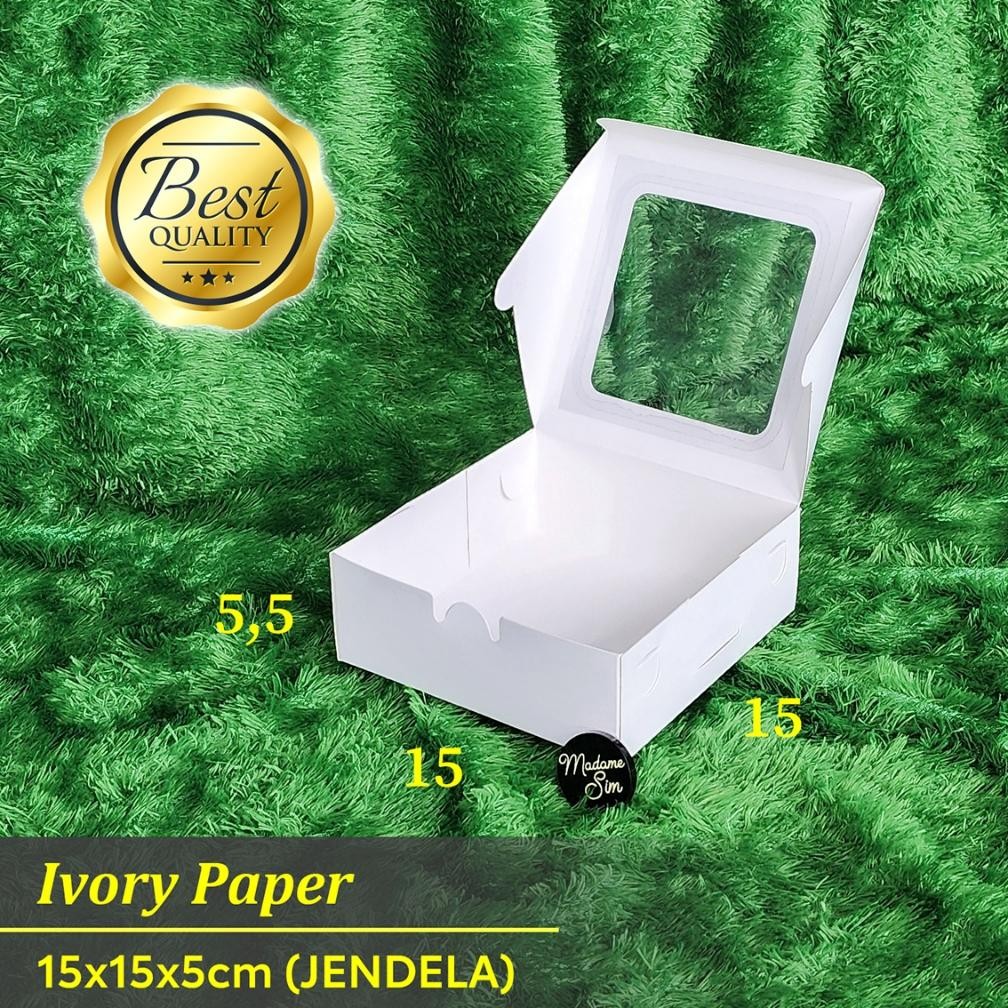 

BOX IVORY - KOTAK BROWNIES - DUS ROTI - KARDUS SNACK 15x15x5 - JENDELA (ISI : 10 PCS) aSt