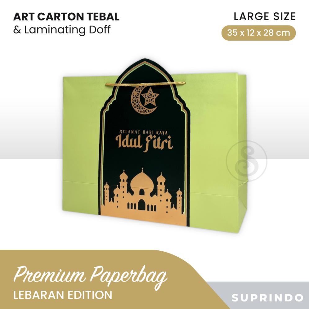 

Paper Bag Besar Lebaran Eid Mubarak Foil Hijau Mewah aSt