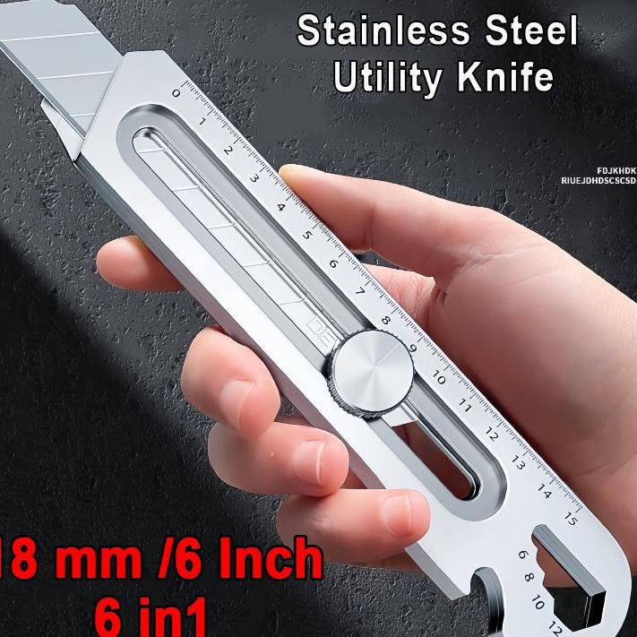 

Stainless Steel 6In1 Cutter 18Mm Multifungsi Cutter Baja Besar Set Cutter Pemotong Kertas