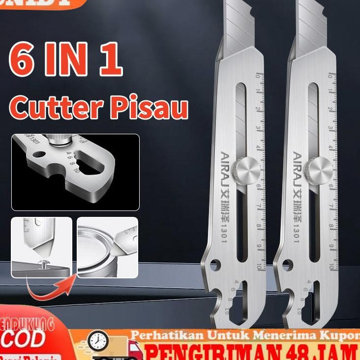 

Cod Cutter 6 In 1 Set Utility Knife 11Pcs Multifungsi 18Mm Besi Baja Besar Set 10Pc Blade Stainless Steel Alat Pemotong Kertas Tool Cutter