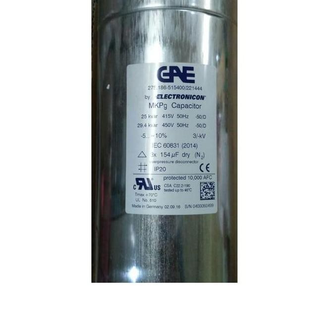 Kapasitor Bank 25Kvar / 25 Kvar Mkpg 3Phase 415V Gae