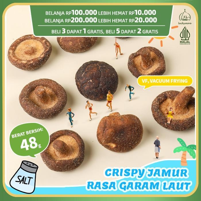 

Ccf LuckymoreHalal Jamur Renyah Rasa Garam Laut 48G, Keripik Jamur Shiitake, Snack Camilan Food,Camilan Tanpa Pewarna Buatan - Food Cemilan Makanan