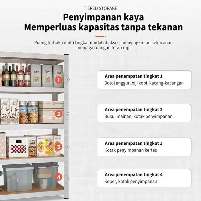 Hidup Mewah 90-120CM Rak Besi Siku 5 Susun Rak Rak Besi Siku Dapur Rak Supermarket Rak Besi kmg