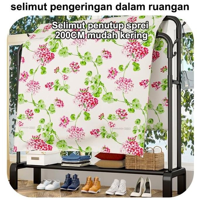 Rak Gantung Besi Rak Gantungan Berdiri Display Butik Bazar Hitam/Putih Pakaian non-pengeboran random