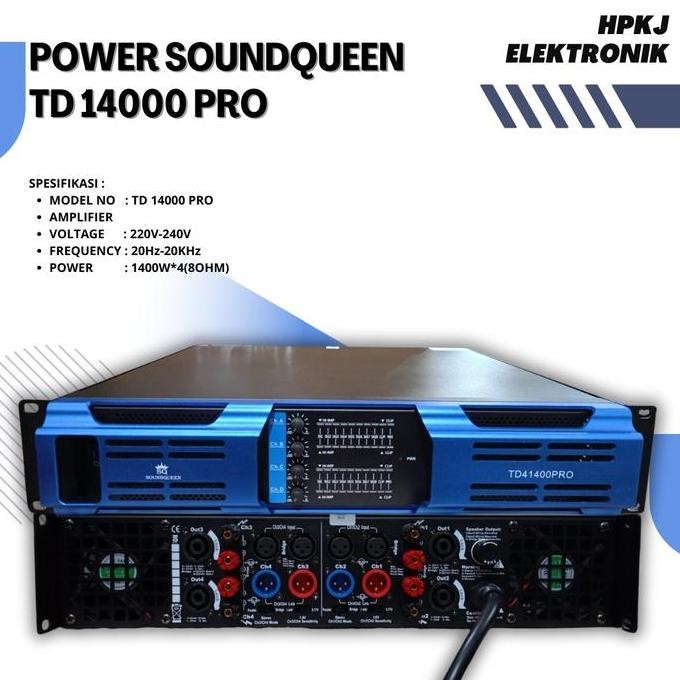 POWER AMPLIFIER SOUNDQUEEN TD41400 4CH 4X1400 WATT  POWER SOUND QUEEN TD 41400 PRO ORIGINAL DAN TERP