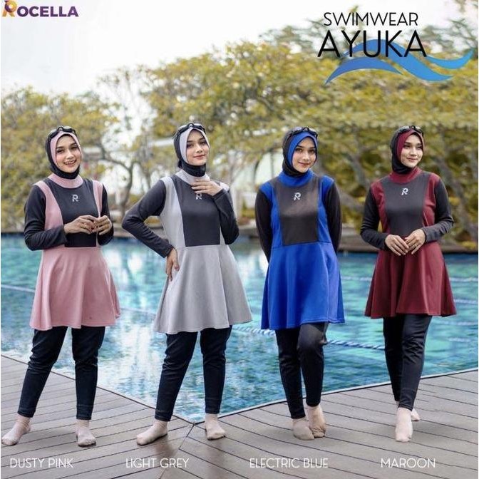 ROCELLA AYUKA Setelan Renang Wanita - Baju Diving Wanita - Baju Renang Muslimah Muslim Panjang