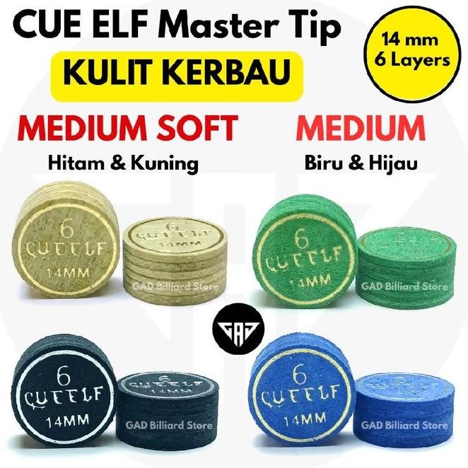 Terbaru Cue Elf Cue Tip Play Billiard | Bahan Kulit Kerbau Ready