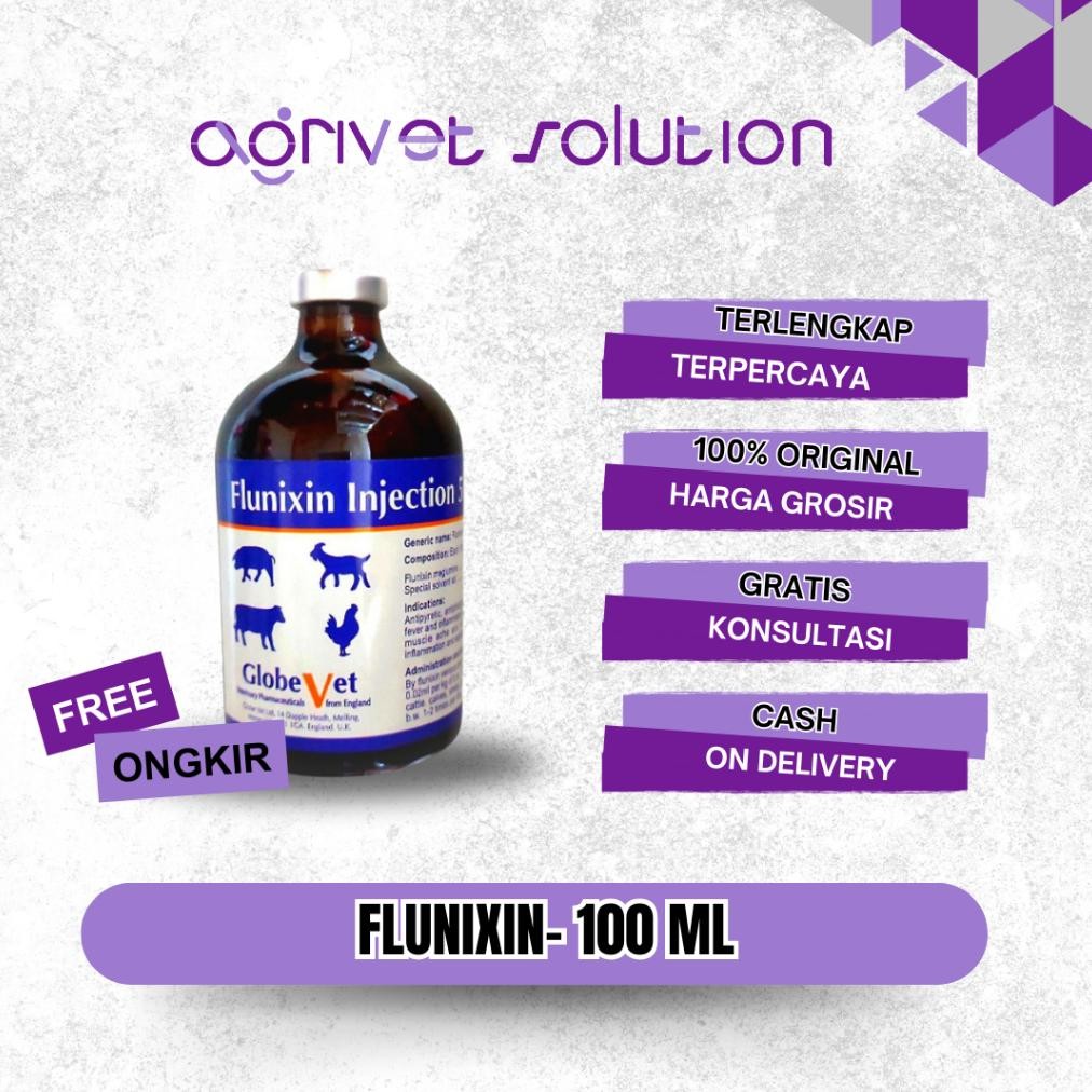 Flunixin Injeksi 100 ml - Golbal Vet Flunixin 100 ml - Anti Inflamasi - Obat injeksi - obat domba - 