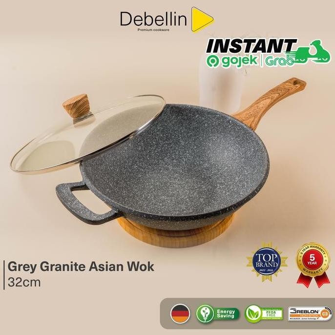 NC DEBELLIN Grey Granite Wok Pan 32 cm