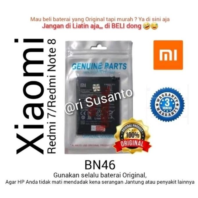 Baterai Xiaomi Redmi 7/Redmi Note 8 BN46 BN-46 Asli (Original 100%) MURAH