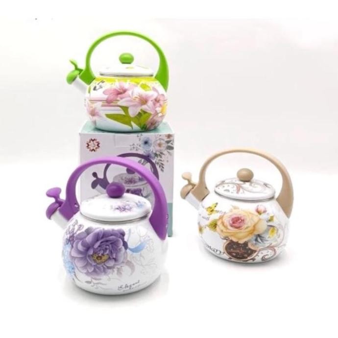 NC teko bunyi enamel bunga 2.2liter / ketel enamel / kettle enamel / kettle bunyi enamel bunga kemba