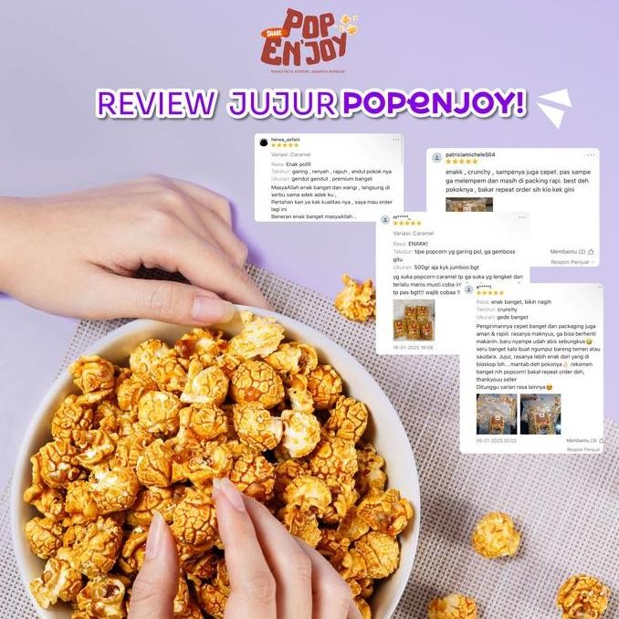 

[Buy 1 Get 1] Popcorn Caramel + Asin - Popenjoy / Makanan Manis Crispy Camilan Popcorn Snack Jagung Pasti Promo