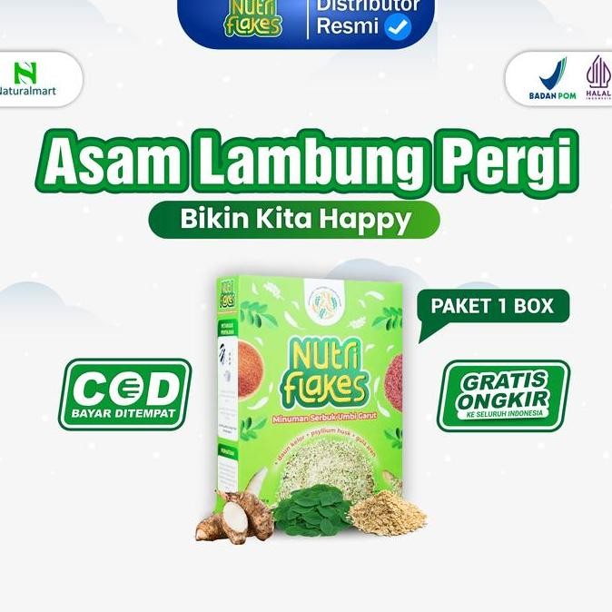 

Promo 1 Box Nutriflakes - Sereal Dengan Bahan Alami Umbi Garut - Bpom & Halal - Granola & Susu Food Oatmeal Pasti Promo