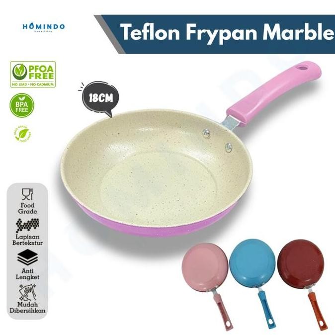 NC (BISA COD) HOMINDO Panci Teflon Frypan Warna Ukuran 18cm Wajan Penggorengan Kecil Anti Lengket Fr