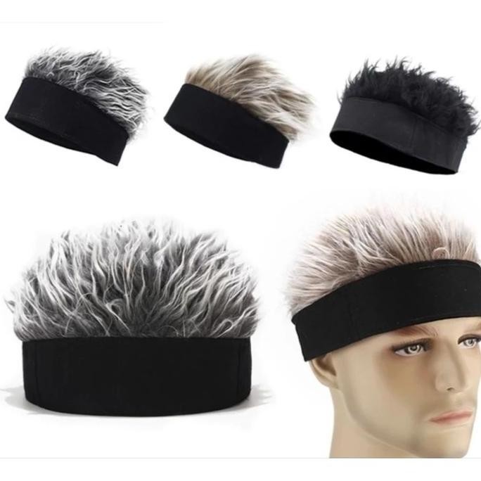 Topi Wig Model Rambut Pendek Pria Wanita  Retro Hip-Hop Topi Wig