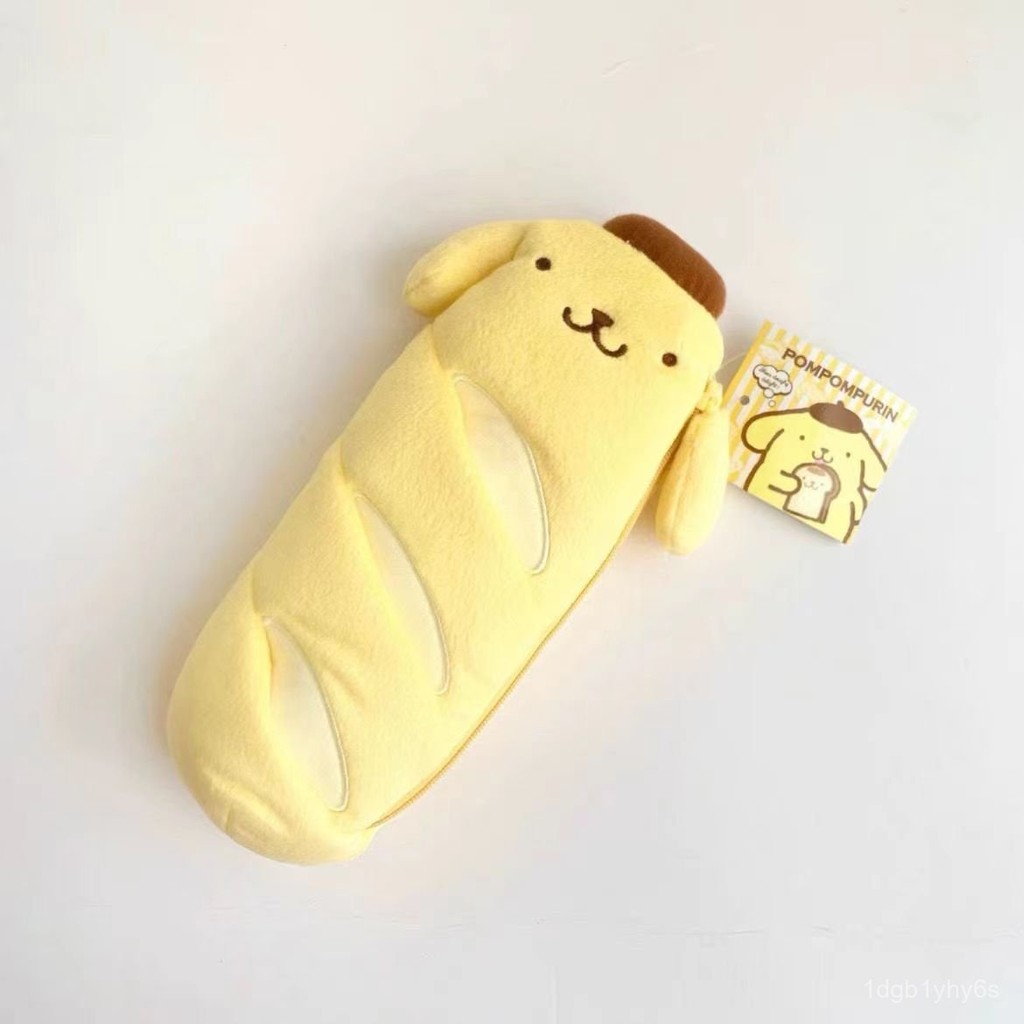 

Sanrio Baguette Shape Fragrant Bread Pudding Dog Pencil Case Stationery Bag Creative Cute Plush Stationery RCZA