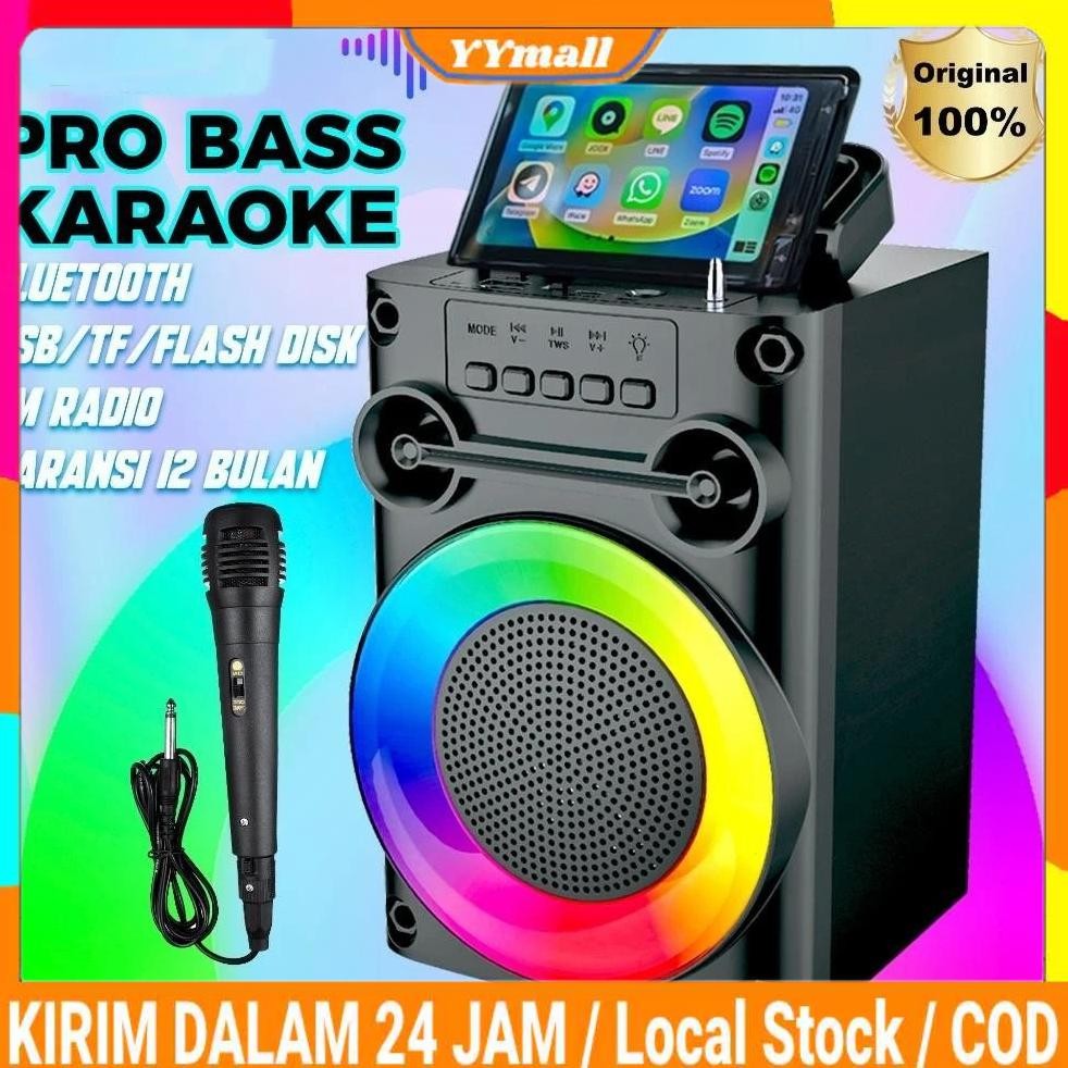 DISKON PRO BASSSpeaker Bluetooth Karaoke Protable Super Bass Polytron Besar Original Mini Wireless M