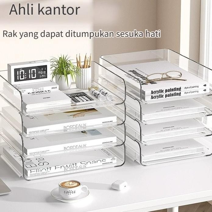 

Document Organizer Storage Box Kotak Penyimpanan File Dokumen Holder Organizer Plastik Rak Tingkat Organizer Dokumen Meja Multi Layer Desk Document Organizer Kertas A4