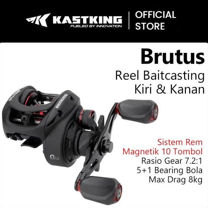 KASTKING x SEAHUNTER Brutus & Brutus Pro Reel Pancing Baitcasting Kiri/Kanan, Rangka Grafit, Rasio R