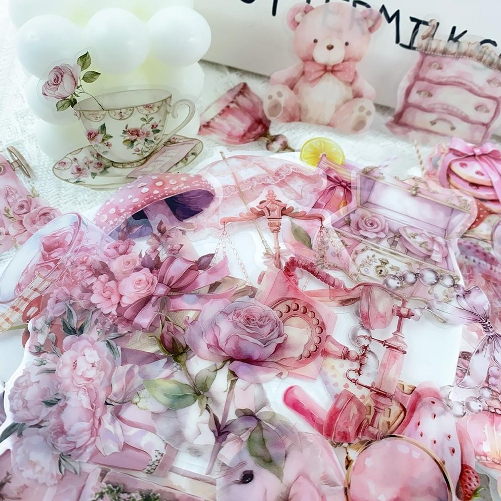 

Stiker Set Stiker Paket 50PCS New transparan Stiker lucu Dongeng merah muda Stiker PET Anti Air Stikers Berperekat Waterproof sticker decal buat Motor Helm Buku Journal Koper Casing HP Laptop Botol Minum TP-31