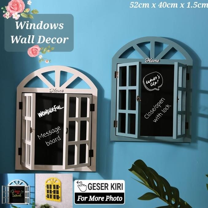 Terlaris Jendela Kayu Dekorasi Hiasan Gantungan Dinding Vintage Windows Wall Decoration Message Boar