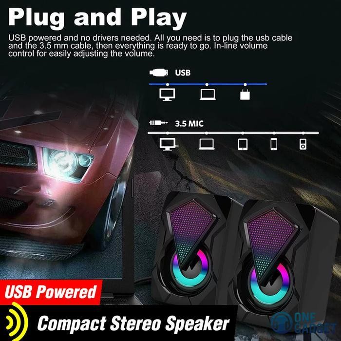 Cc Usb Speaker Sound Mini Rgb Gaming Portabel Tv Laptop Pc Komputer A11