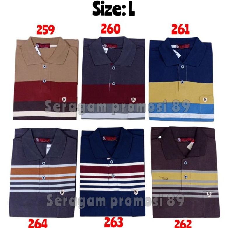 Kekinian - kaos kerah balok cun-nam salur pria L XL - KAOS KERAH KATUN PRIA - KAOS KERAH PRIA COD - 