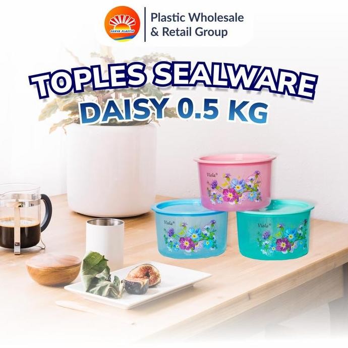 Ready Stock Toples Daisy Bulat Toples Serbaguna Toples 0.5 Kg/ Toples Plastik Daisy Sealware Bulat V