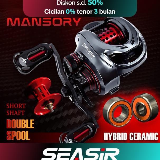 Seasir Mansory Reel Pancing Baitcasting Kirikanan 2 Kumparan Gagang Pegangan Rangka Serat Karbon 8.5