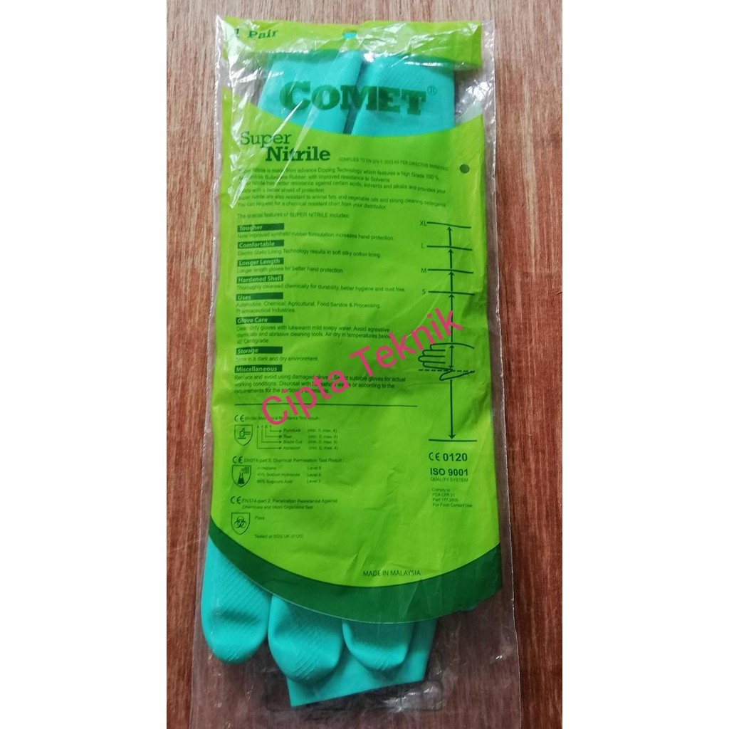 Siap Kirim Sarung Tangan Super Nitrile Comet Size L Hijau Safety Industri