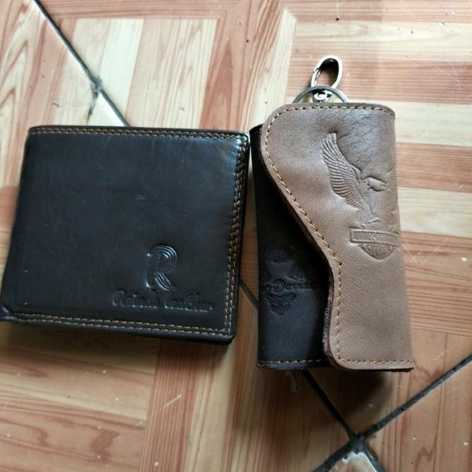 Dompet Tidur Laki Coklat Gratis Gantungan Kunci/Dompet Laki Kulit Sapi Kartu Pria