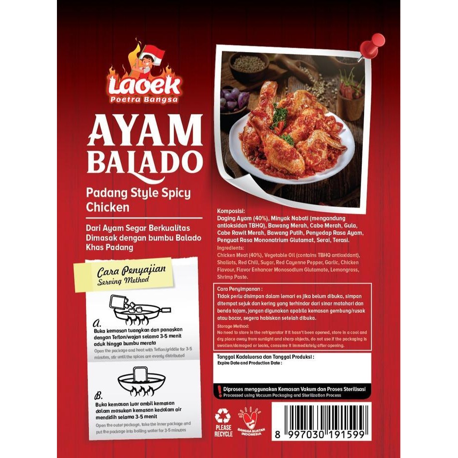 

Rps Ayam Balado Makanan Lauk Siap Saji 1 Pack Food Seafood Meat Instan Ready To Eat