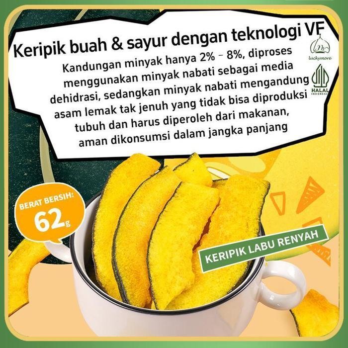 

FF LuckymoreHALAL Keripik Labu Renyah 62gr, Keripik Sayur, Labu Krispy, Cemilan Sehat, Keripik Sayur Labu Cemilan Rendah Kalori