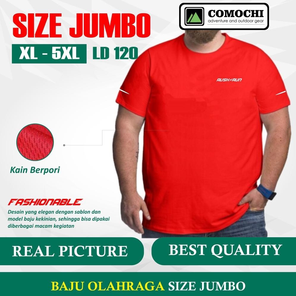 Kaos Olahraga Jumbo Big Size Pria Ld 120 3Xl Xxxxl Bahan Dryfit Baju Sport Ukuran Besar Pria
