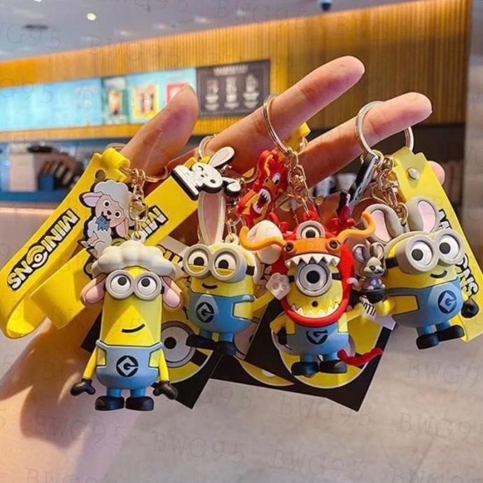 Stok Terbatas Gantungan Kunci Tas Shio Karakter Minions Keychain Minion Bob Stuart Lucu