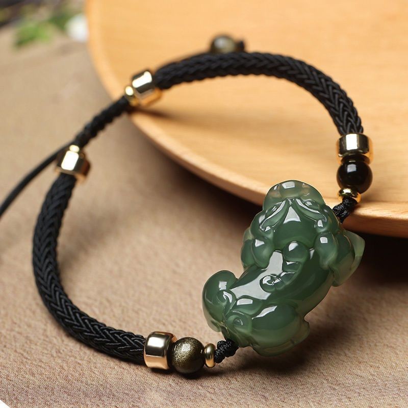 Hetian Jade Pixiu Red String Bracelet Lucky Couple Bracelet Fashion Wealth Ornament