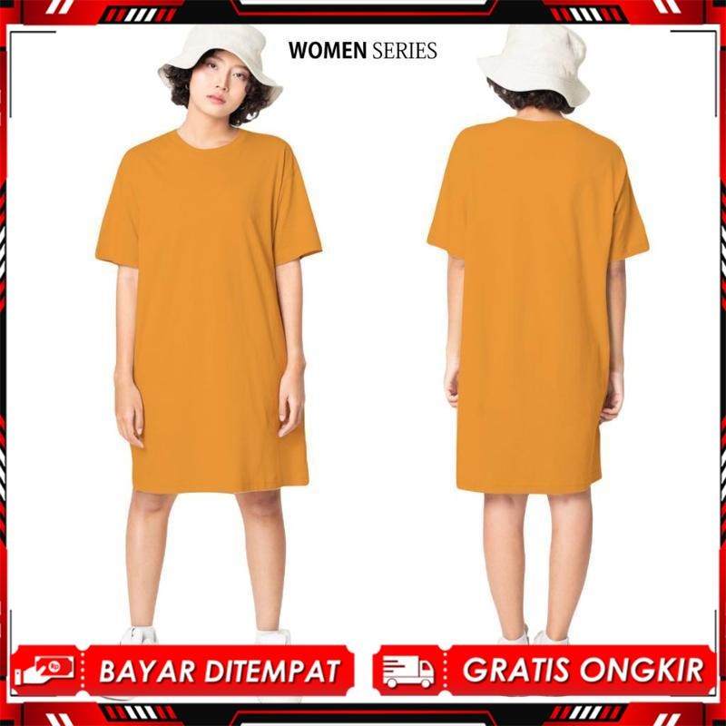 Baju Kaos Dress Wanita Lengan Pendek Dres Polos Wanita Oversize Jumbo Viral Kekinian Terbaru 2025 OG