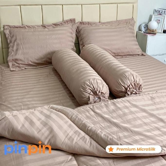 SL Bedcover Set Sprei Hotel Tensel Mocca - Ukuran Lengkap