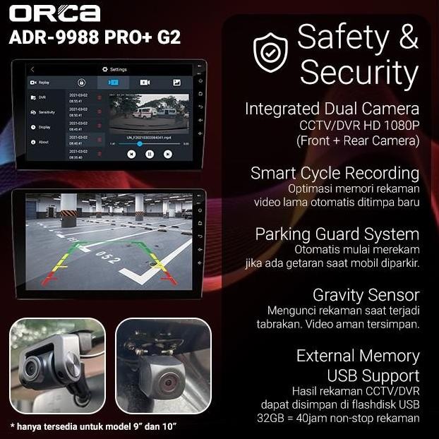Headunit Android 9" inch Orca PRO+DVR GEN 2 OEM Xpander/Livina 2019
