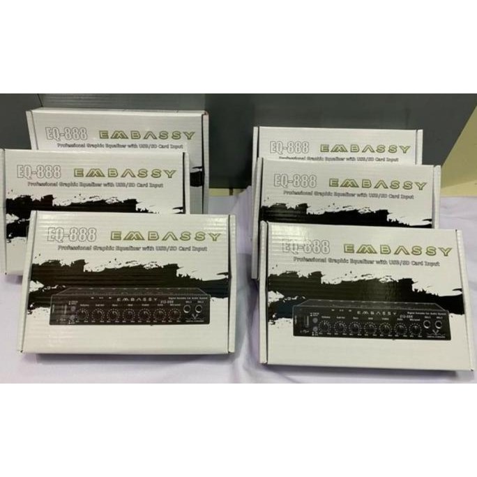 PARAMETRIC EQUALIZER PREAMP KARAOKE EMBASSY EQ-888 BLUETOOTH BAGUS