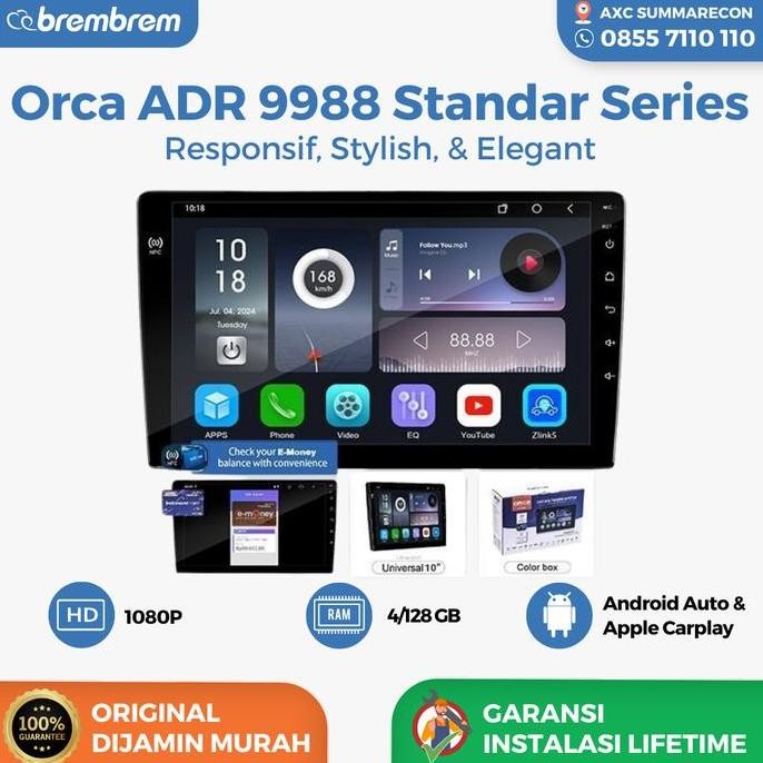 Headunit Android Orca ADR 9988 Standard NFC Series 9