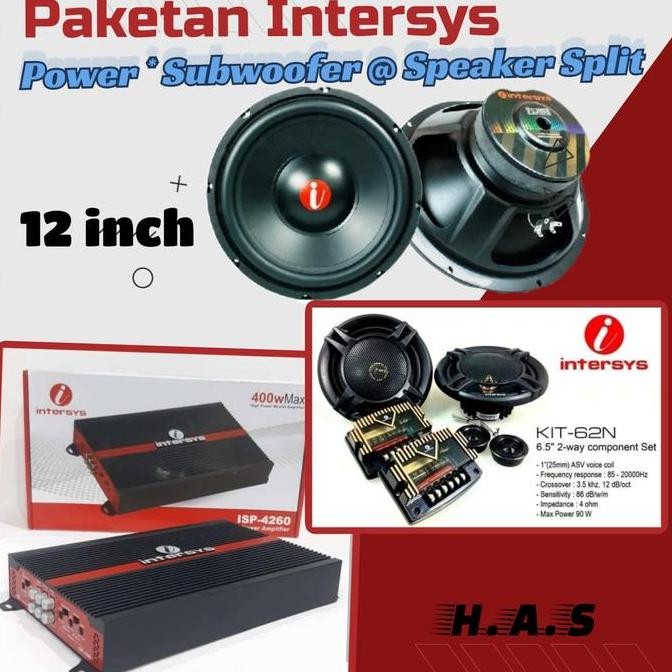 Paket Audio Mobil Intersys ( Power , Subwoofer, Split speaker )