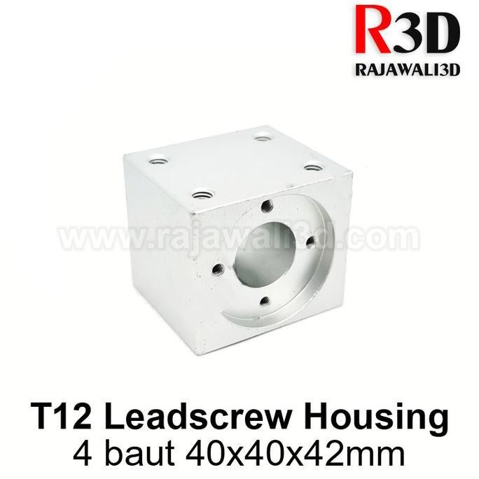 T12 trapezoidal Leadscrew Nut Housing 40X40X42 White Aluminium