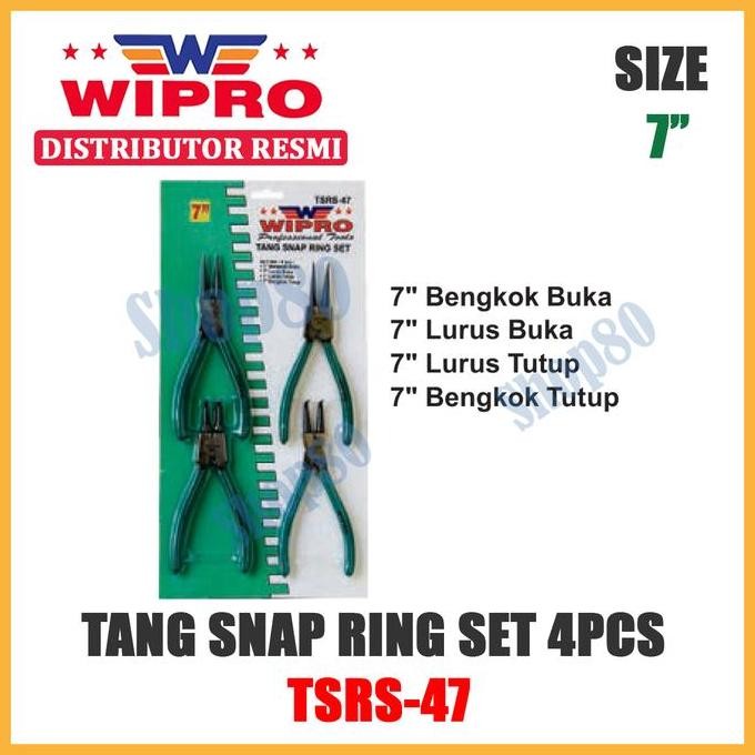 Wipro Tang Snap Ring Set 4 Pcs Snapring Circlip Pliers 7" Co