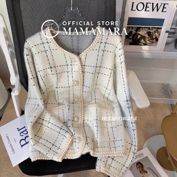 FSF MAMAMARA - Blazer Bulu Polos Garis Santai Wol Setrip Panjang Hitam Putih Outer Variasi Wanita Ca