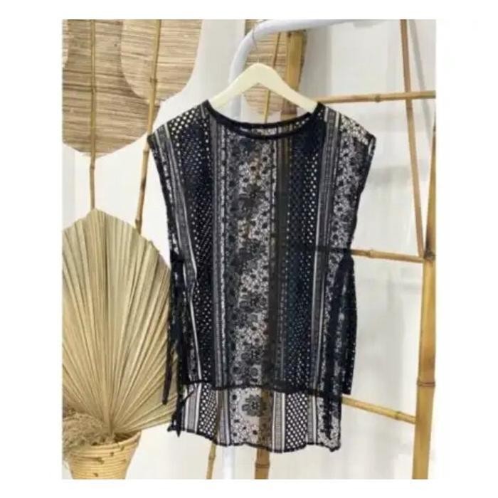 FSF rompi vest brukat korea style wanita kekinian harga murah warna komplit cream krim hitam putih A