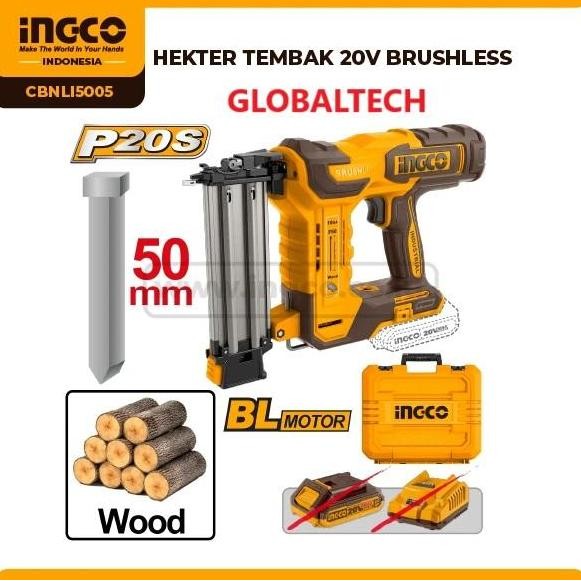

Ingco Cbnli5005 Hekter Tembak 20V Brushless Cordless Brad Nailer 20V F15-F50 Co