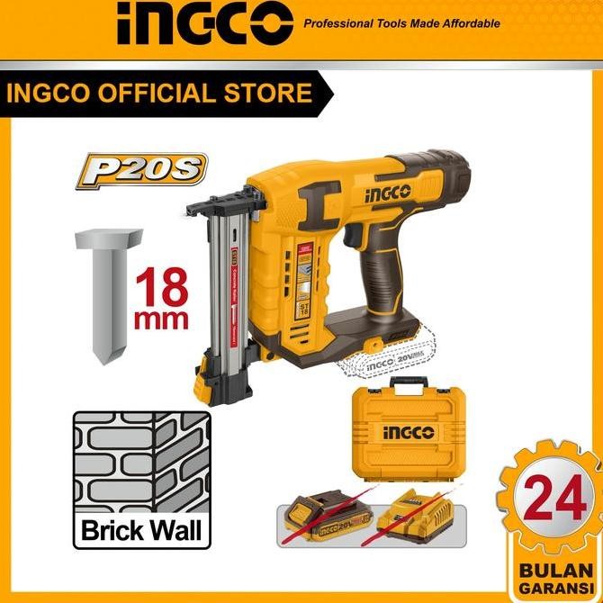 

Cordless Nailer Gun Staples Paku Tembak Kayu St18 2Ah Set Ingco Cstli3805 Hekter Tembak Cordless 20V 18Mm Co